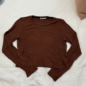Reformation Brown Ribbed Long Sleeve